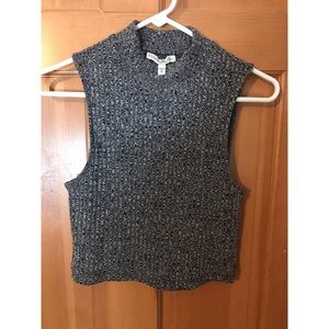 Express grey high neck crop top.